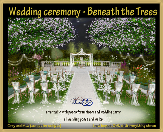 Second Life Marketplace Wedding Ceremony venue Beneath the Trees